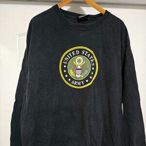 Black Army Logo Long-sleeve Cotton Shirt Steve & Barry's XL Vintage